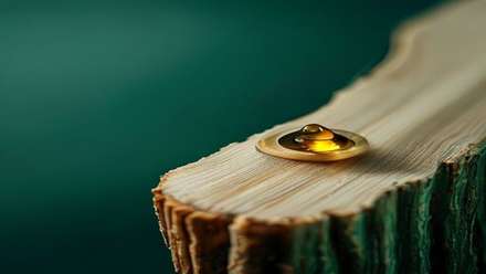 Oil droplet on a wooden surface