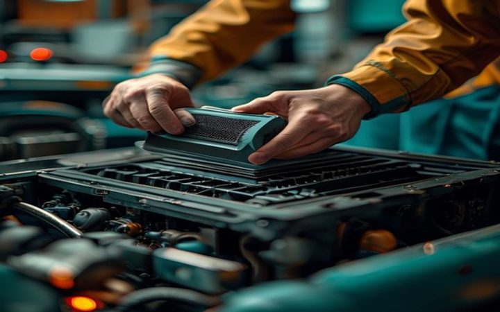 Technician removing an engine air filter